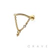 CONE DANGLE BEZEL CZ DANGLE CHAIN TOP 316L SURGICAL STEEL THREADLESS (PUSH IN ) LABRET SET
